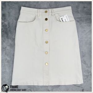 FRAME DENIM VINTAGE BOOT SKIRT NATURAL WHITE/ECRU WOMEN’S 26 SIZE 4 ABOVE KNEE